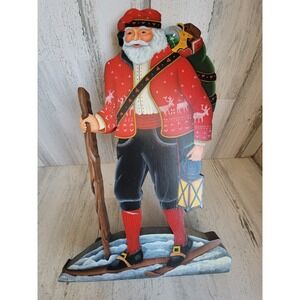 JG vintage santa claus snow hike wooden Xmas home decor unique
